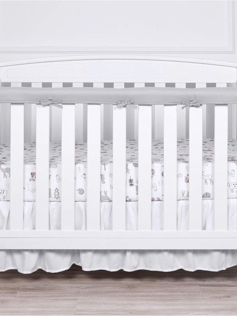 Neutral Gray Tied Crib Rail Cover - Baby Bedding